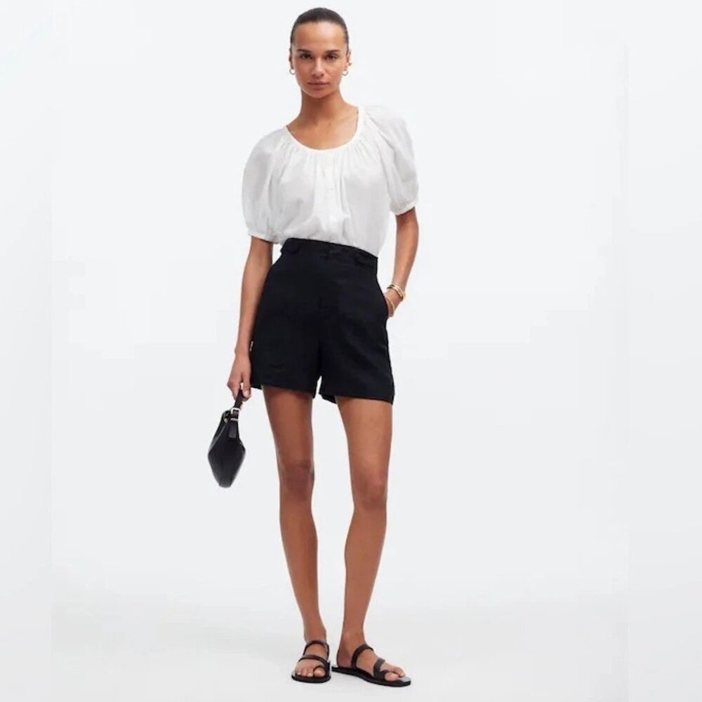 Madewell Pleated Short 12 black classic preppy elevated EUC‎ transition chino xl